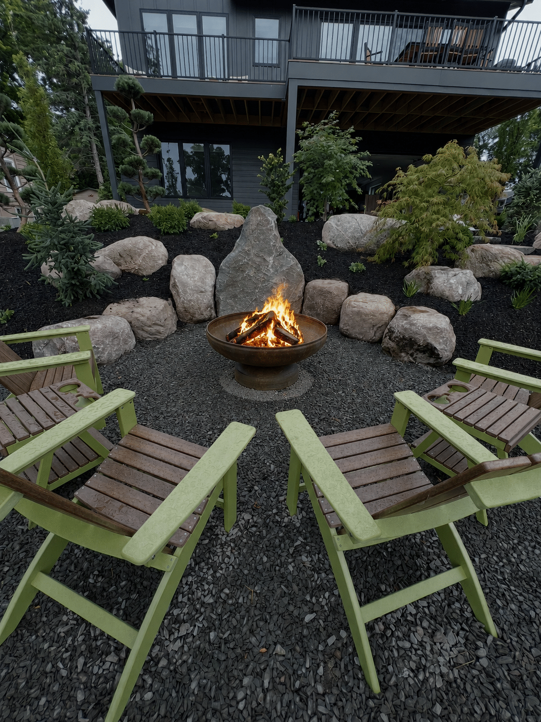 Photo of Tru180 chairs around a fire.
